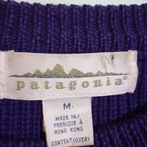 PATAGONIA 80s Vintage Made in Hong Kong Chunky Fisherman sweater Deep Purple - Picture 3 of 13